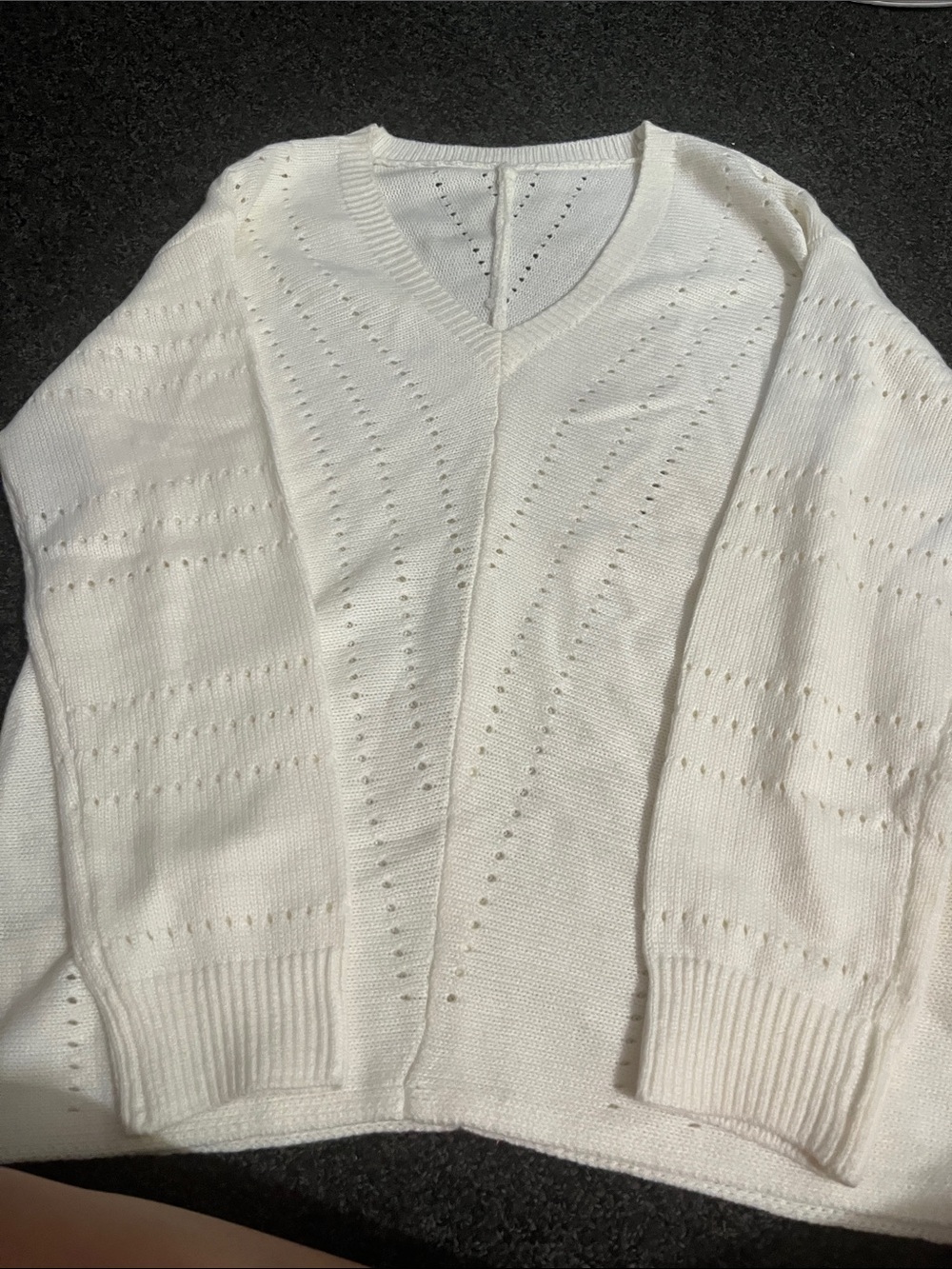 Women’s Cream V‑Neck Knit Sweater